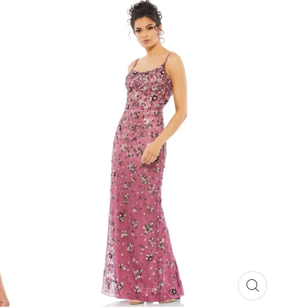 Mac Duggal Pink Floral Embellished Gown